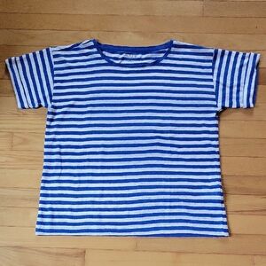 J. Crew Blue and White Striped Short Sleeve Tee